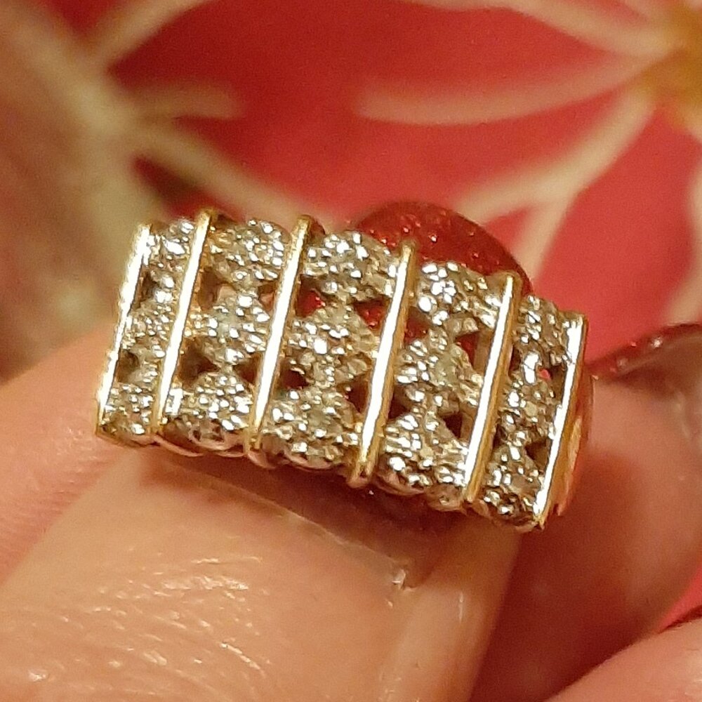 14k Gold/ Sterling Silver Diamond Ring- Sz. 6 - Picture 2 of 7